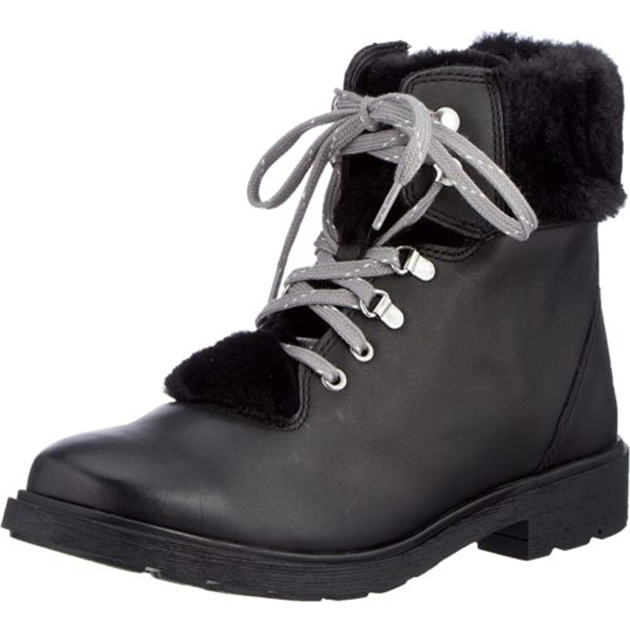 Clarks Girl's Astrol Hiker K Snow Boot, Black Leather