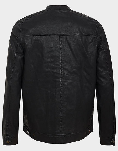 MENS FAUX LEATHER JACKET CASUAL WORK